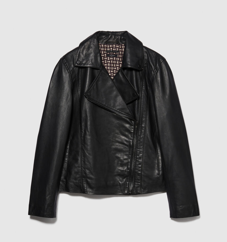 100% leather biker jacket - women's jackets - Black | Sisley image number 6